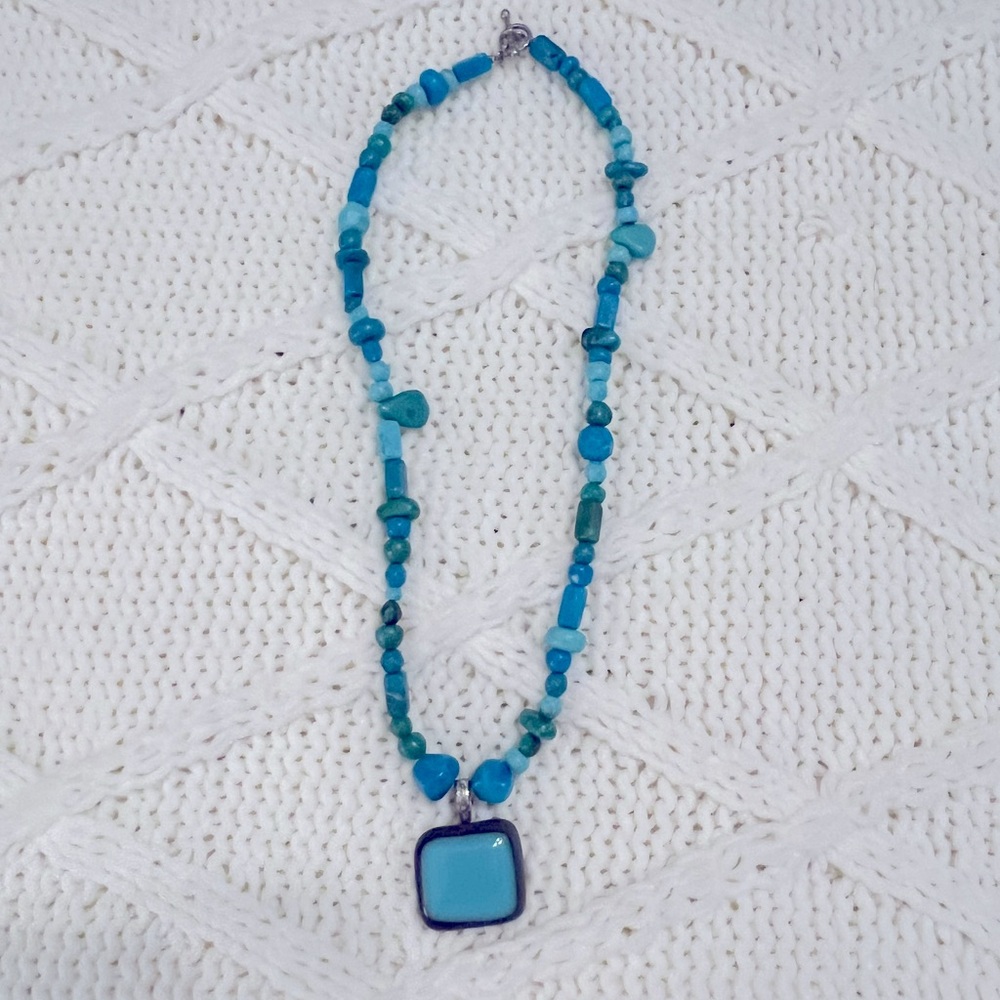 Fused glass beaded necklace